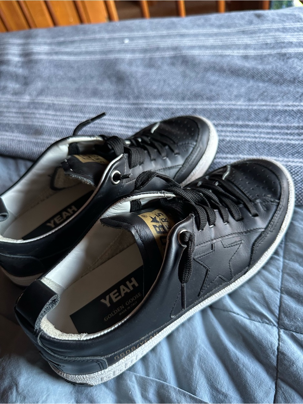 Golden Goose Yeah! Black Leather Star Low-Top Sneakers